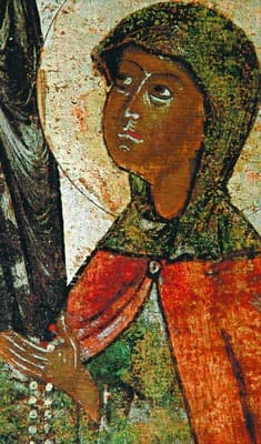 Праведная Иулиания Лазаревская. Фрагмент иконы «Муромские чудотворцы, с житием святых благоверных кн. Петра и кнг. Февронии». 1699. Муромский историко-художественный музей